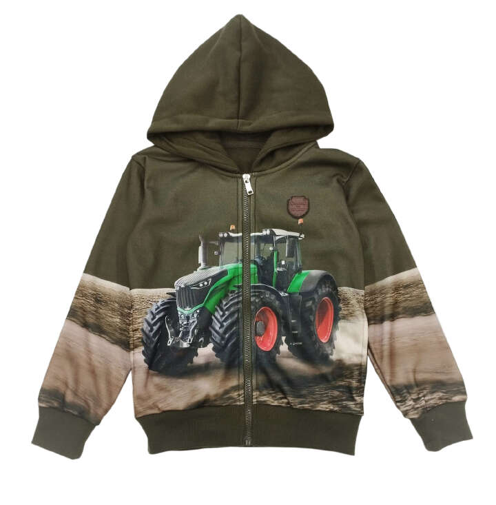 Kinder Sweatjacke mit verschiedenen Motiven: Pferde/Traktor (Olivgrün und Navy)